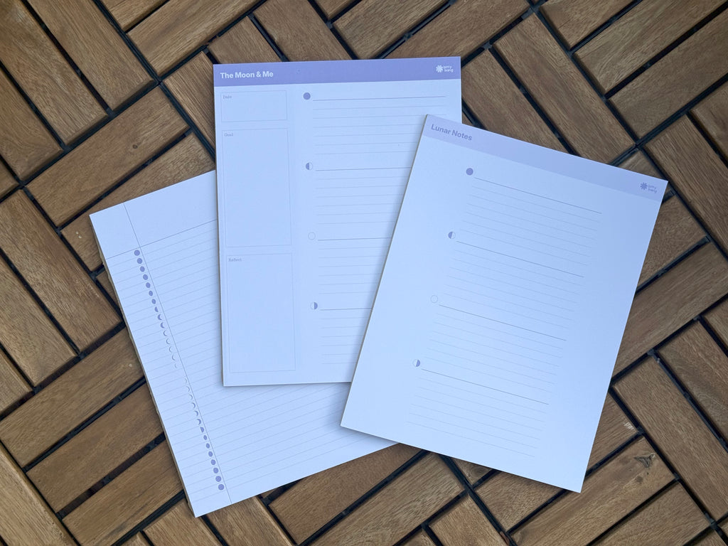 Minimalist Quarter Moon Tracker Notepad