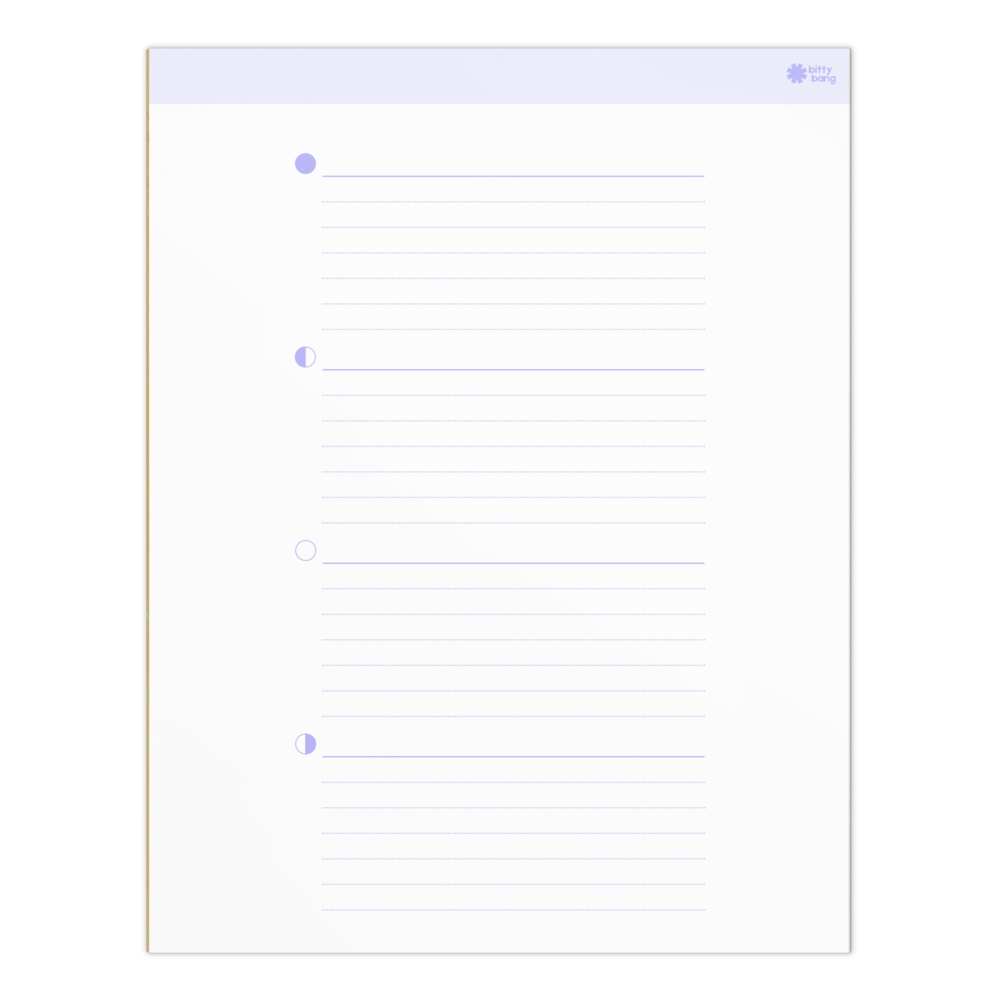 Minimalist Quarter Moon Tracker Notepad