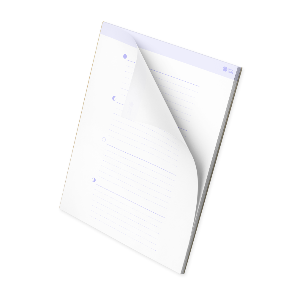 Minimalist Quarter Moon Tracker Notepad
