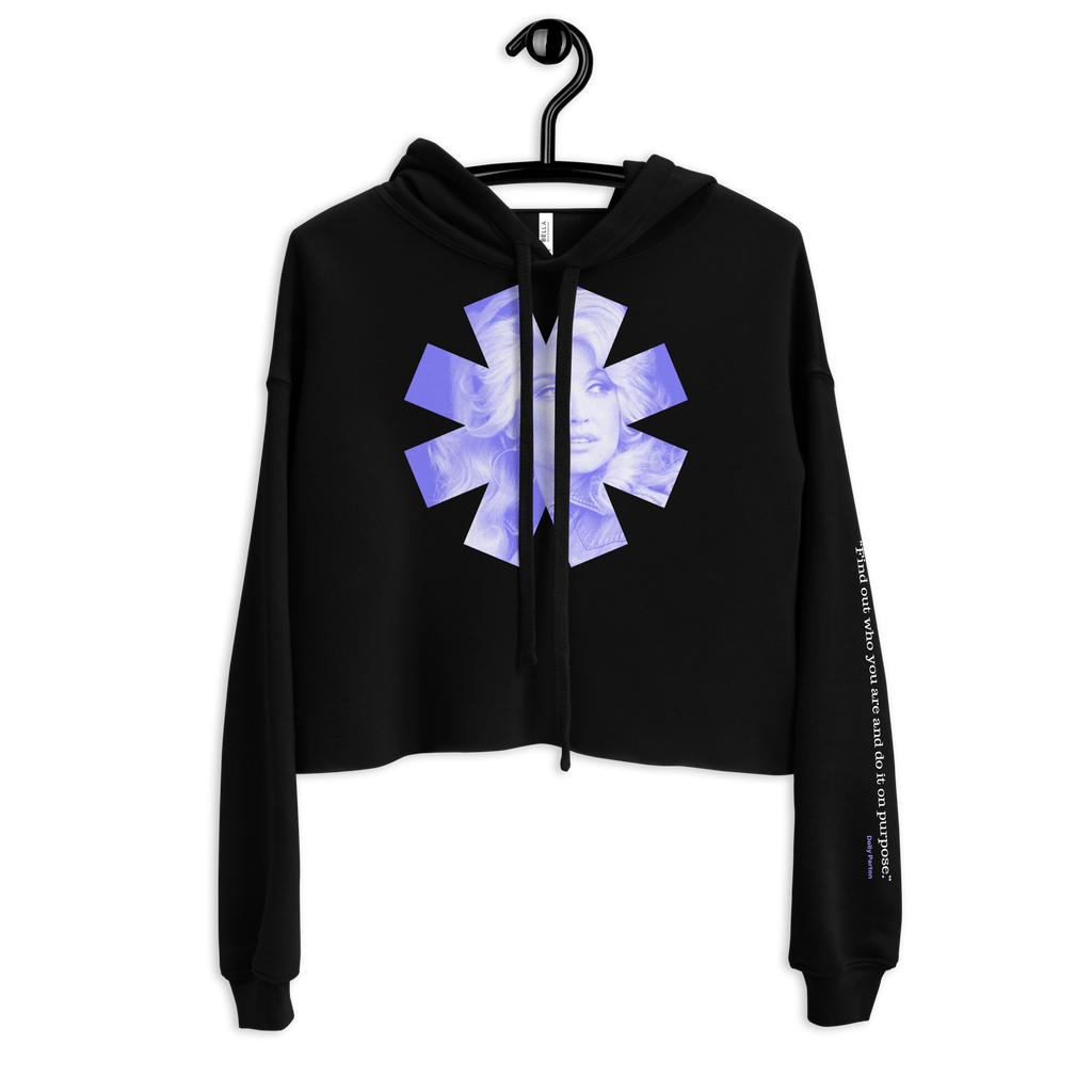 Dolly Parton Purpose Statement - Cropped Hoodie with Sleeve Print