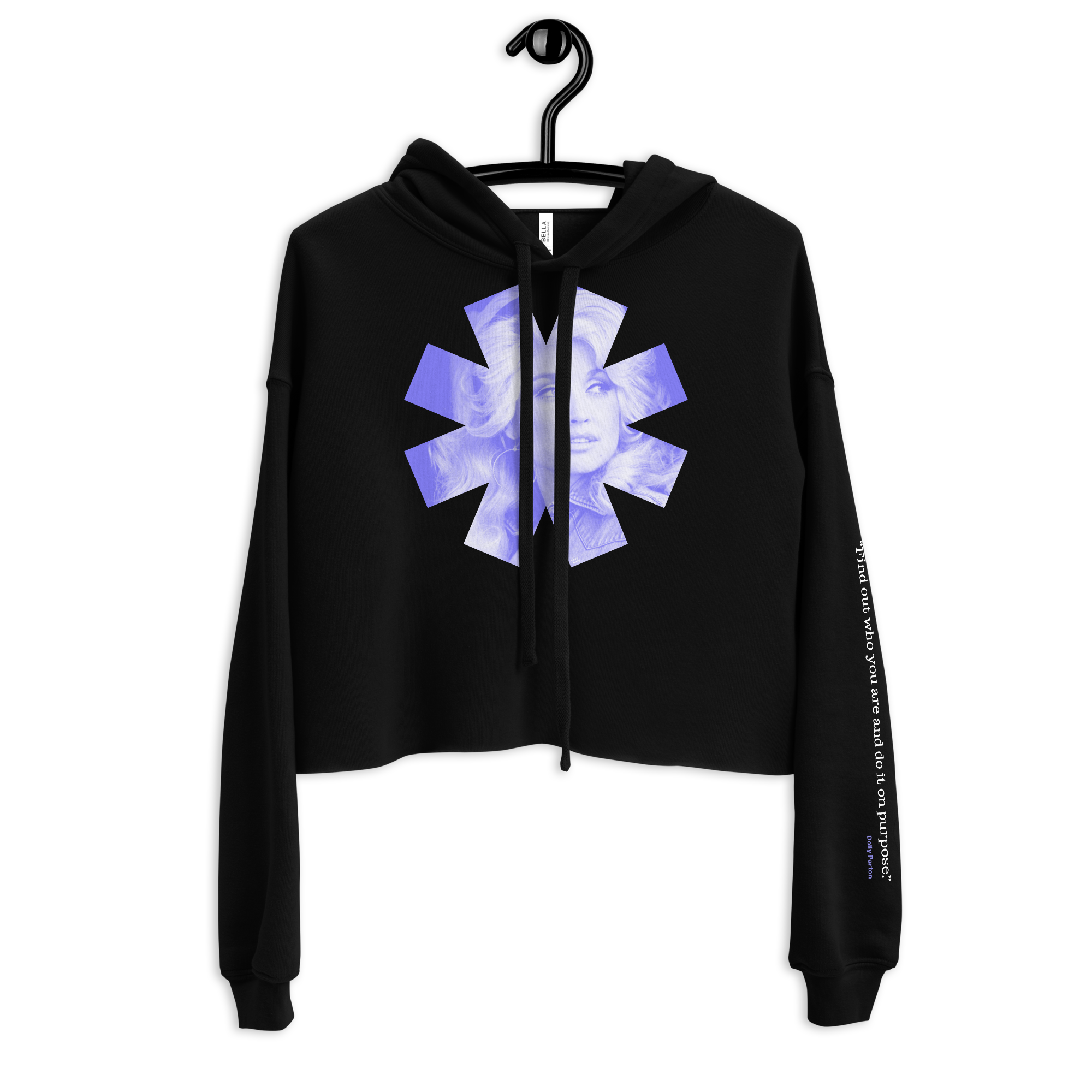 Dolly Parton Purpose Statement - Cropped Hoodie with Sleeve Print